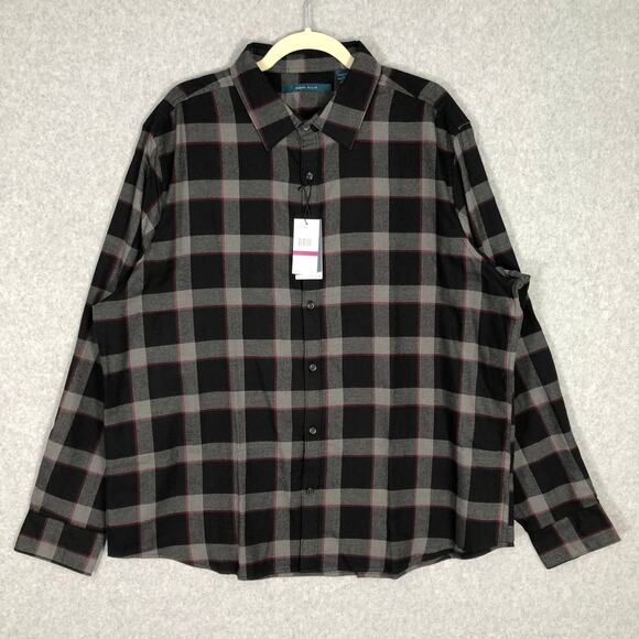 Perry Ellis Other - Perry Ellis Flannel Shirt Men XXL Black Gray Untucked Camping Hiking Grunge GORP